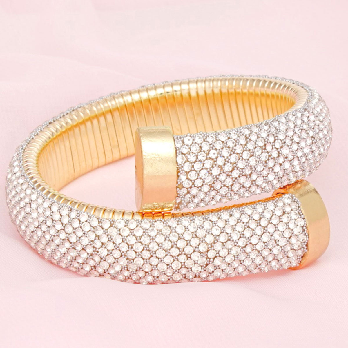 Cuff Gold Rhinestone Crusted Wrap Bracelet