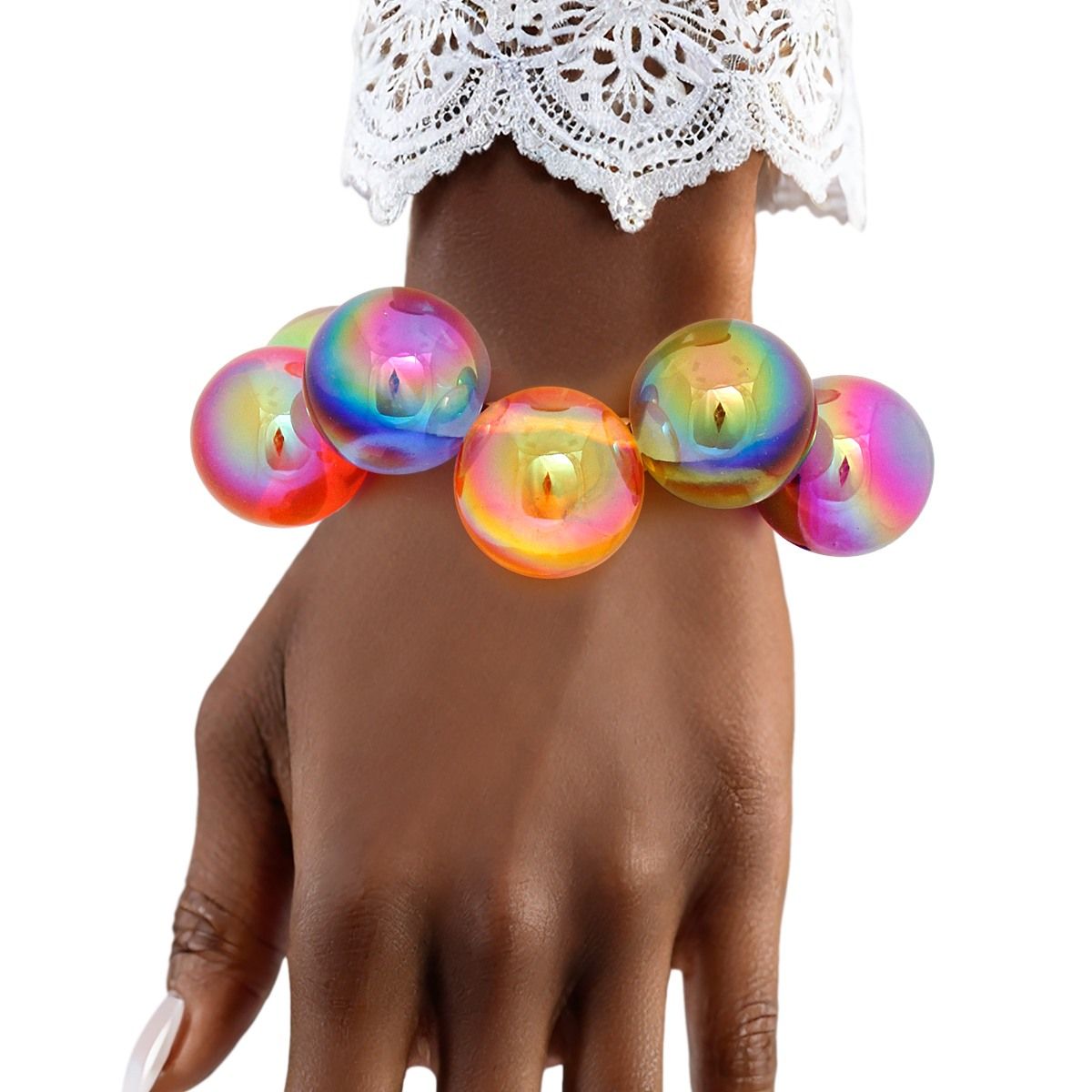 Bracelet Multicolor Iridescent Bubble Ball Bead