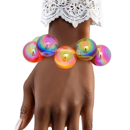 Bracelet Multicolor Iridescent Bubble Ball Bead