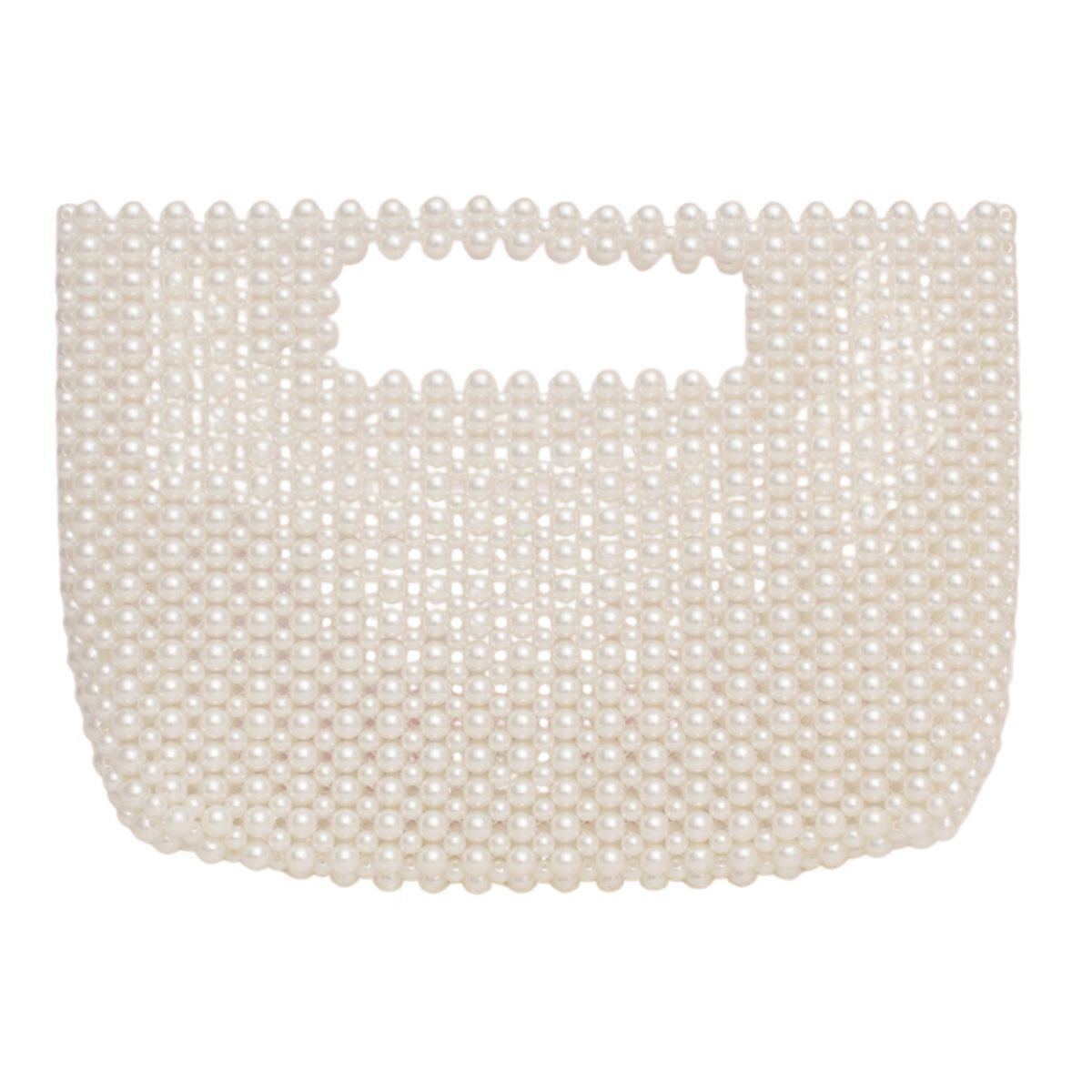 Clutch Vintage Cream Pearl Cut Out Handle Bag