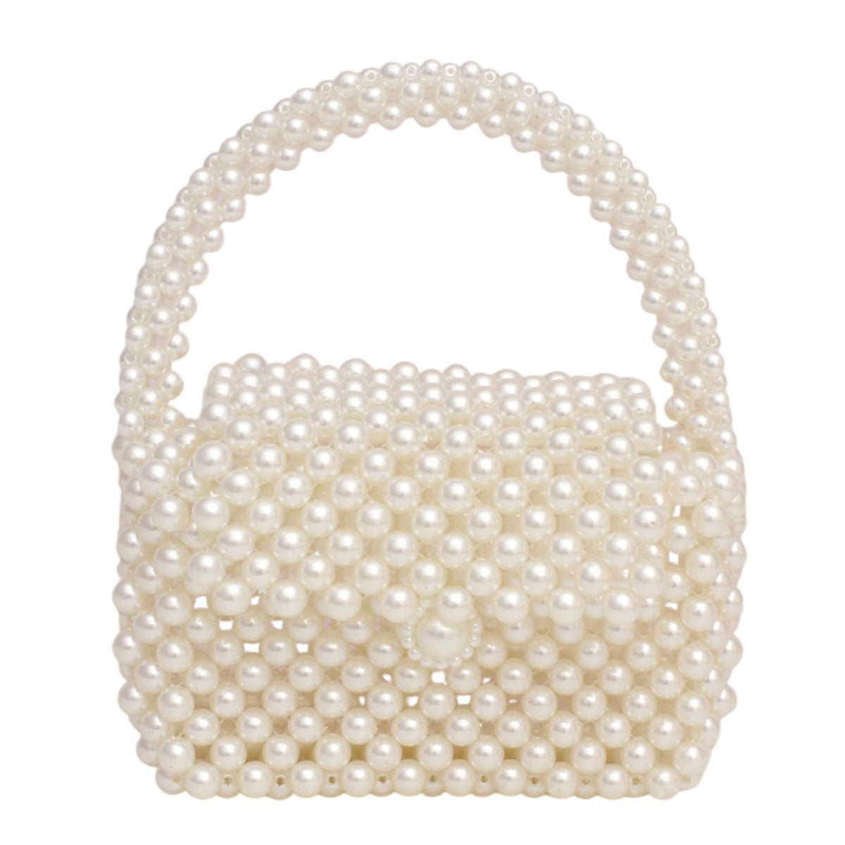 Top Handle Retro Luxe Cream Pearl Flap Handbag