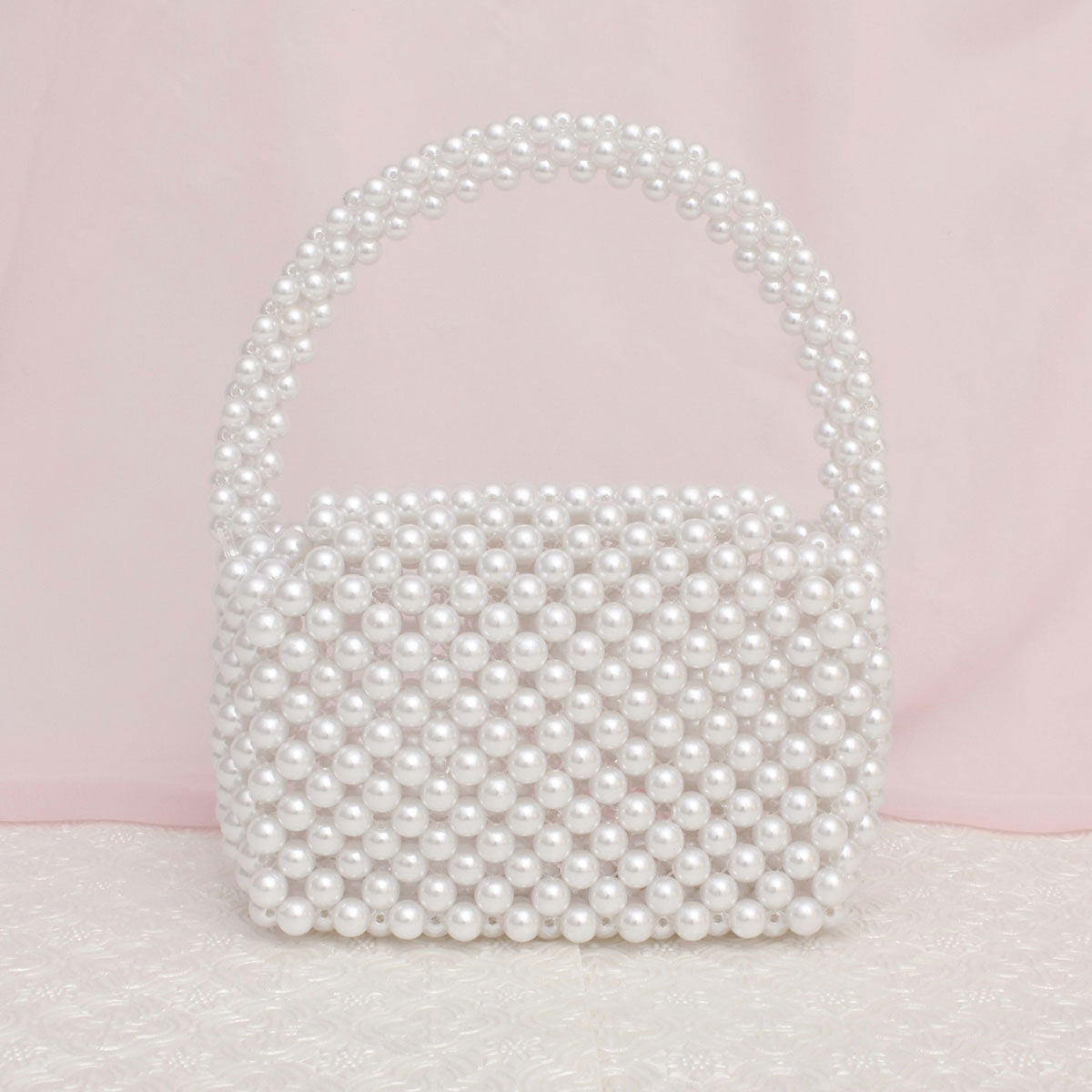 Top Handle Retro Luxe White Pearl Flap Handbag