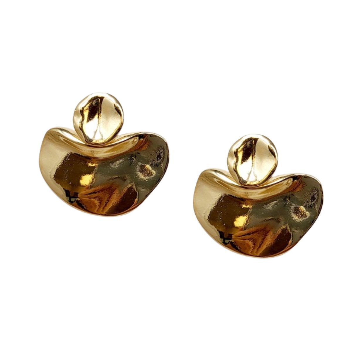 Drop Gold Cradled Disc Earrings for Women