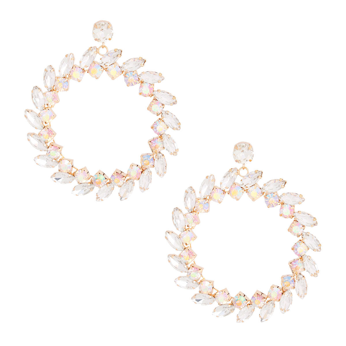 XL Gold Crystal Wreath Earrings