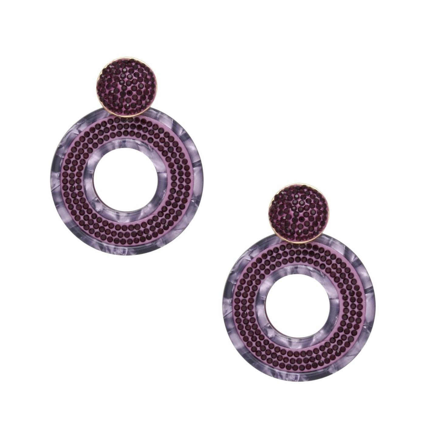 Drop Purple Marbled Ring Bling Earrings for Women