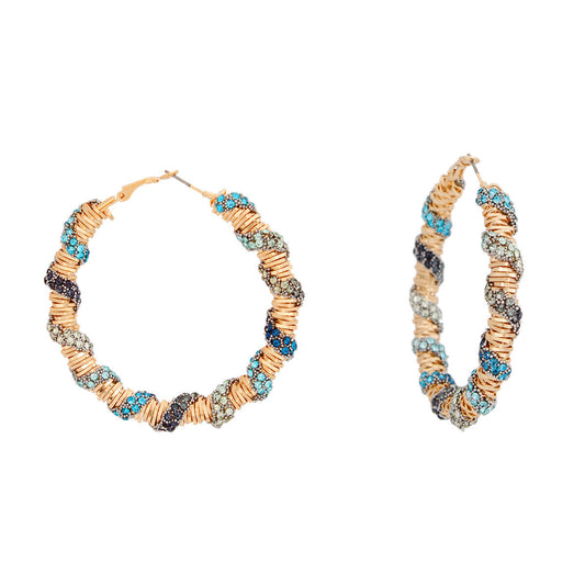 Hoops Blue Stone Helix Earrings for Women