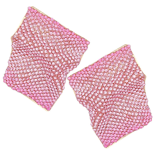 Studs Wavy Gold Pink Ombre Glam Earrings Women