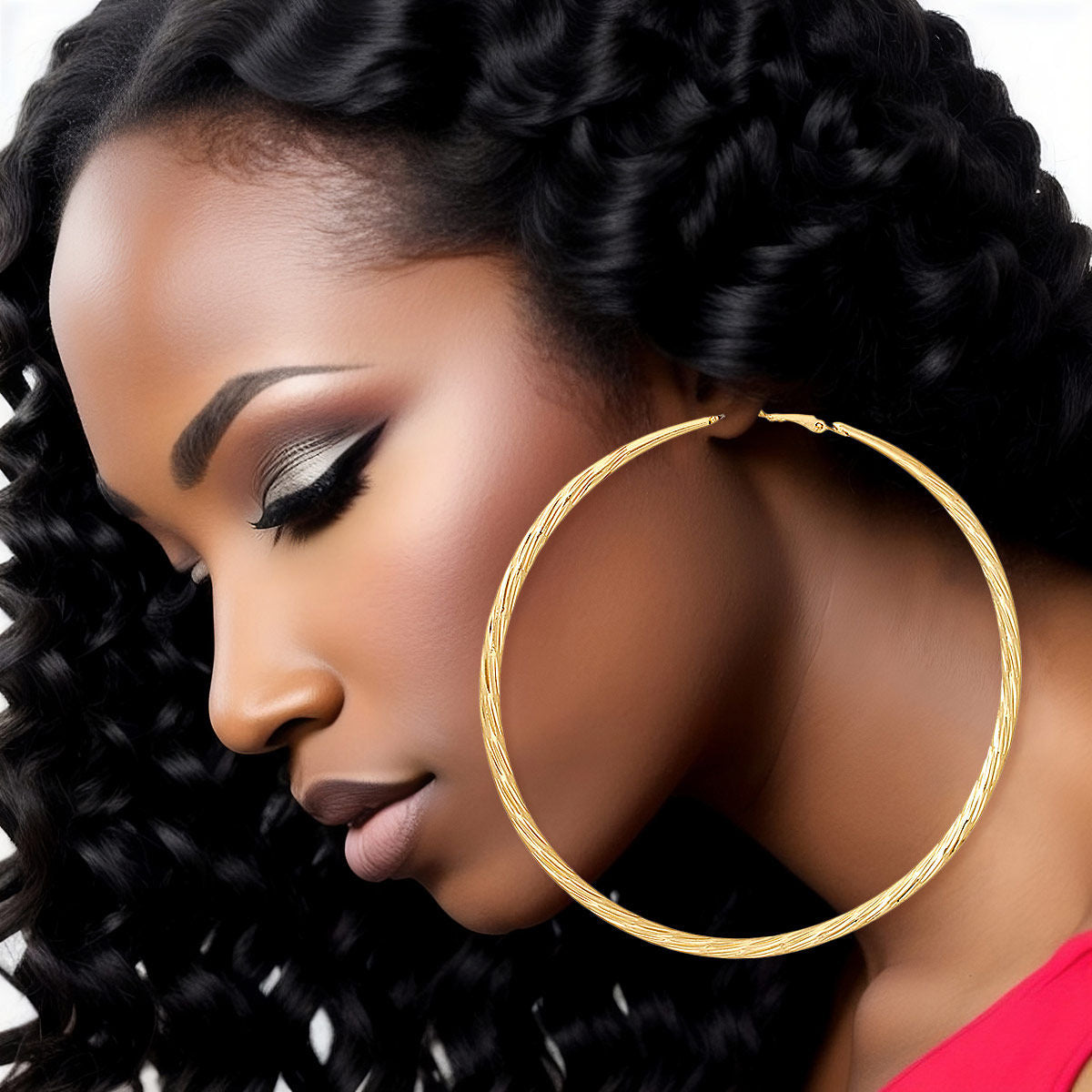 Hoops Large Gold Angled Cut Earrings for Women