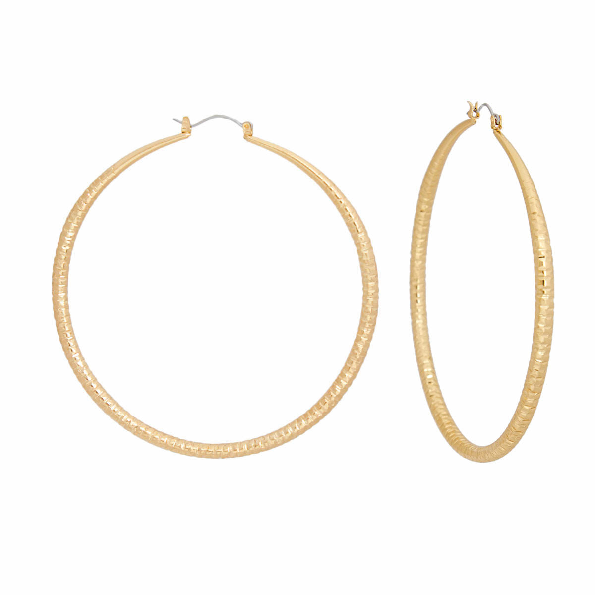 Hoops Medium Gold Diamond Cut Earrings for Women