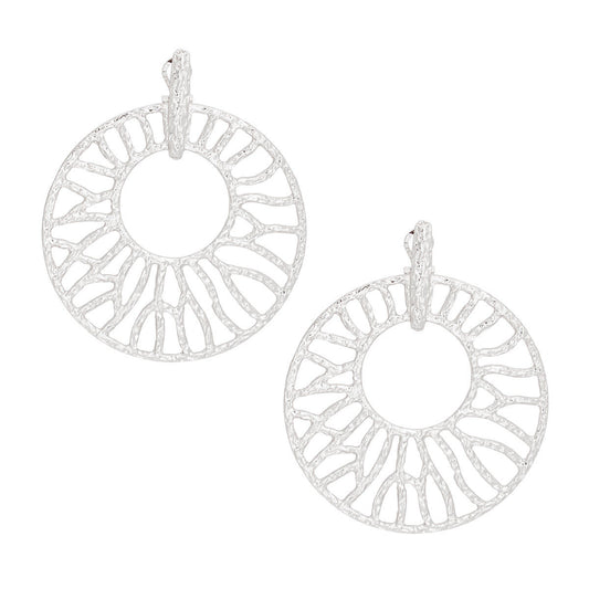 Drop XLarge Silver Branched Wheel Earrings Women