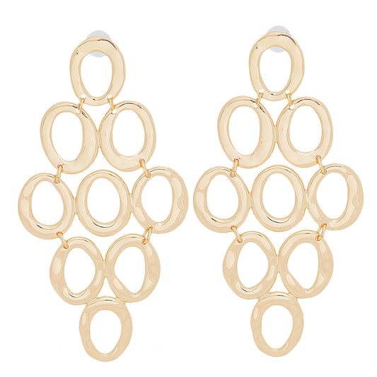 Drop Gold Cascading Ring Chandelier Earrings