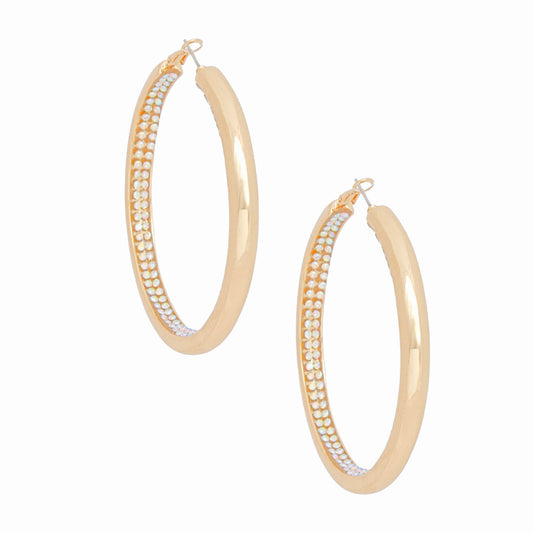 Hoops Gold Aurbo Rhinestone Inlay Earrings Women