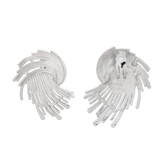 Clip On Silver Metal Rope Earrings for Women