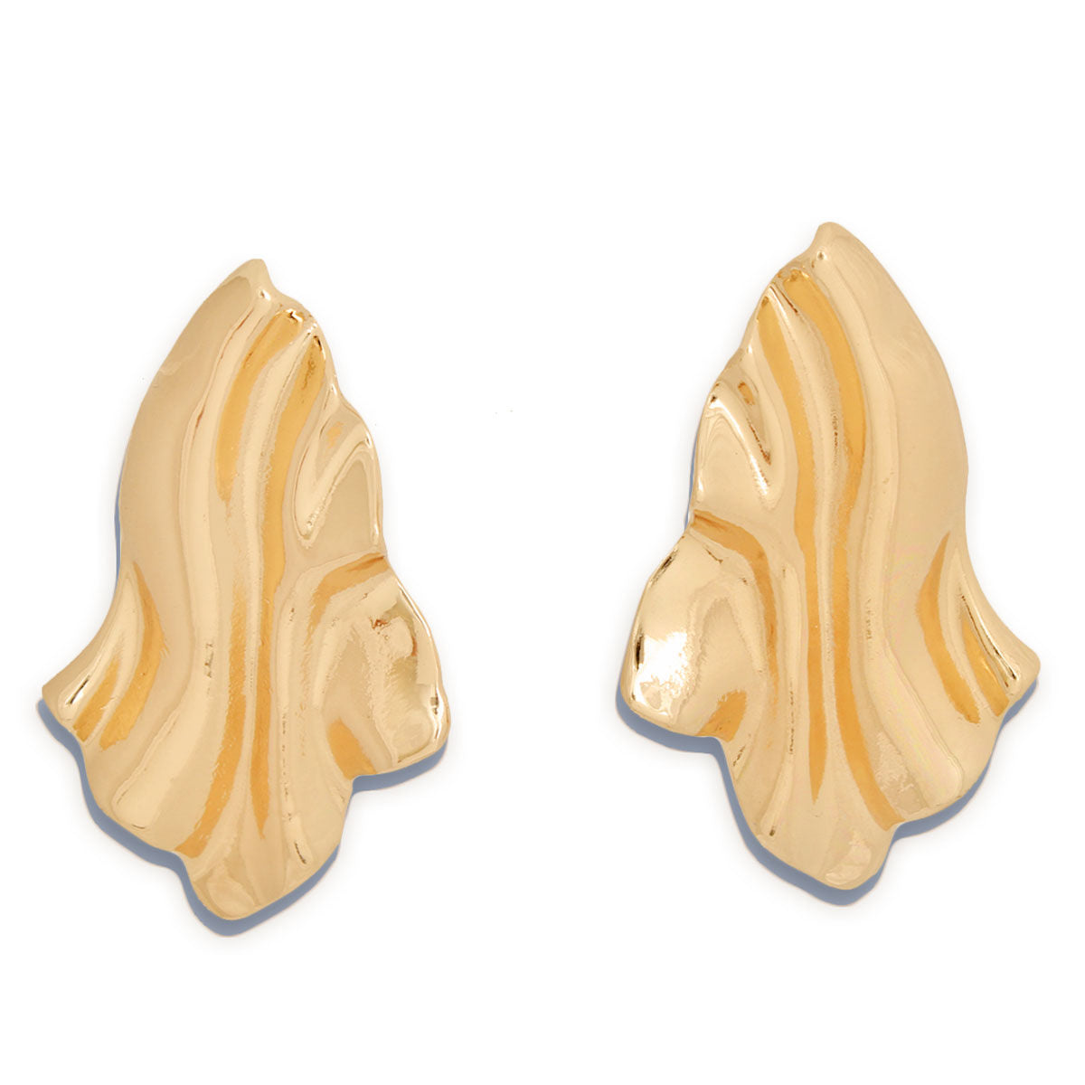 Clip On Medium Gold Wavy Earrings for Women