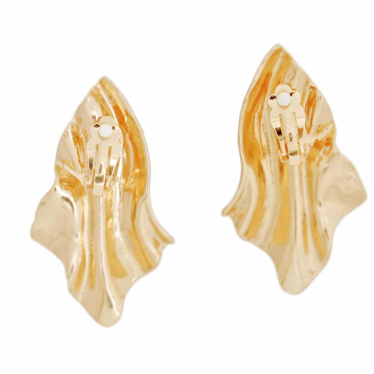Clip On Medium Gold Wavy Earrings for Women