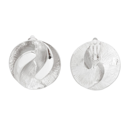 Clip On Silver 3D Yin-Yang Earrings for Women