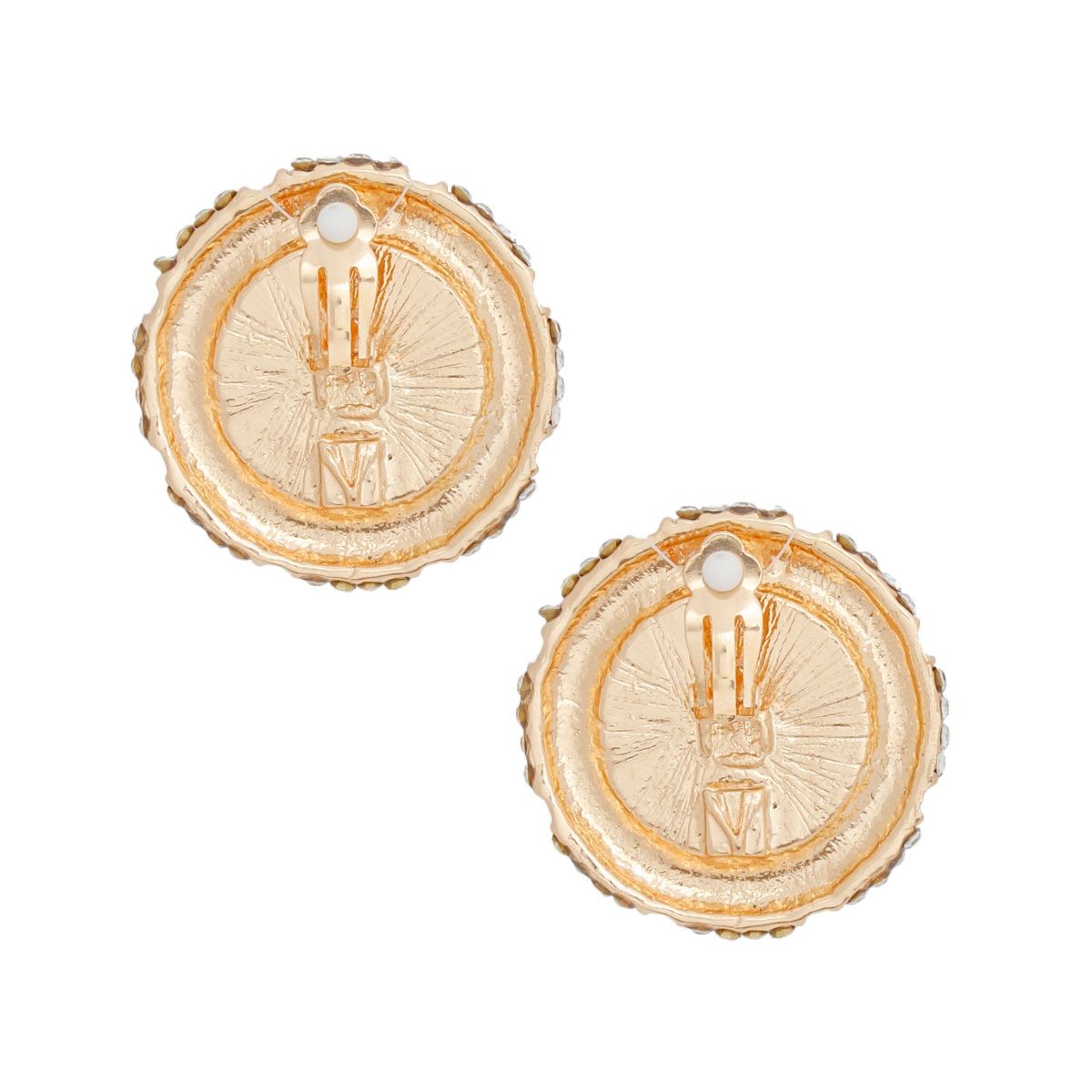 Clip On Vintage Gold Metal and Moonlight Earrings