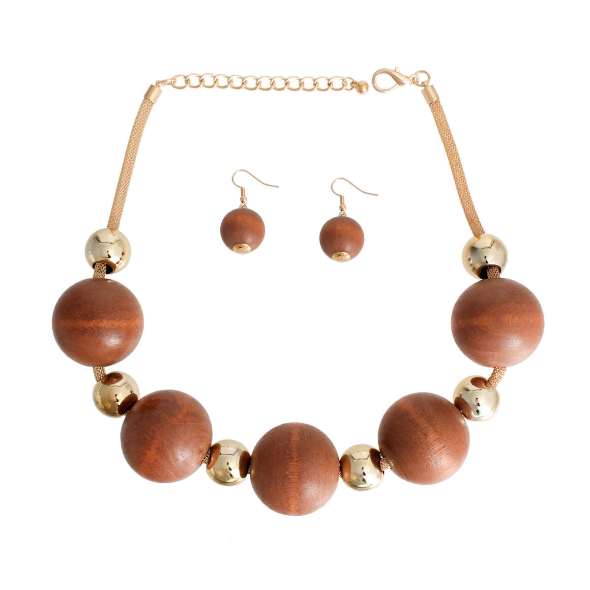 Natural Brown Wood XL Bead Set