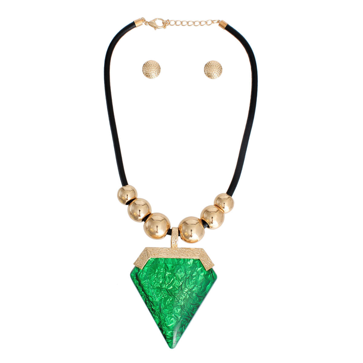 Green Diamond Shaped Pendant Set