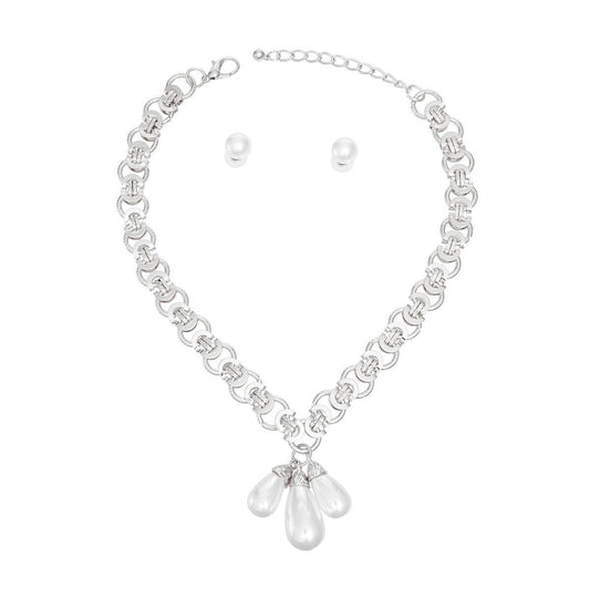 Silver Mademoiselle Pearl Charm Necklace