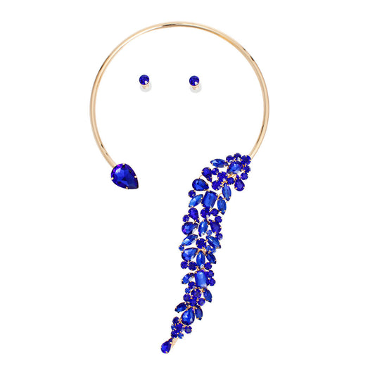 Necklace Royal Blue Crystal Drop Choker for Women