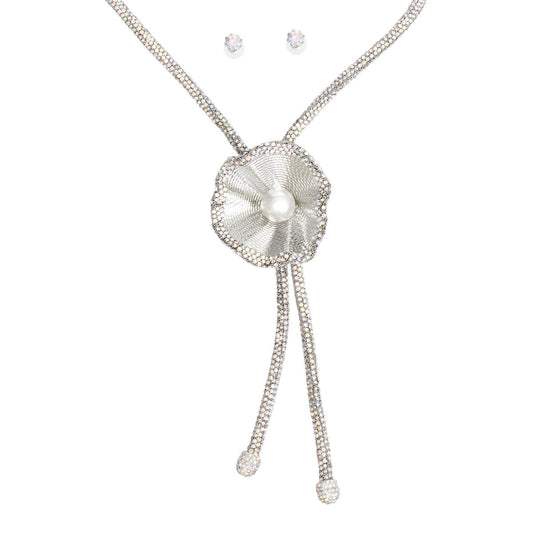 Bolo Necklace AURBO Stone Pearl Set for Women