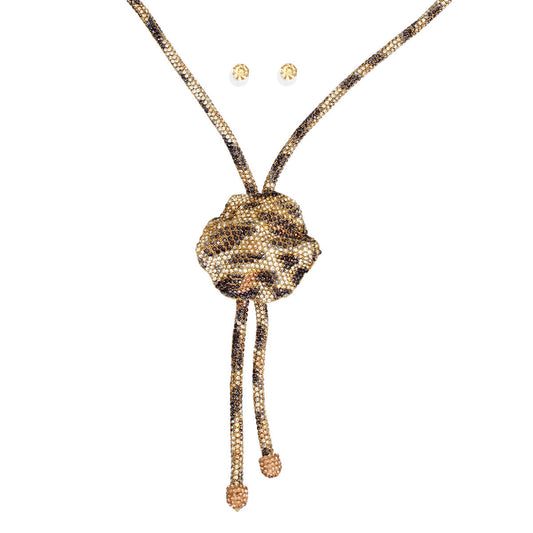 Bolo Necklace Gold Leopard Stone Set for Women