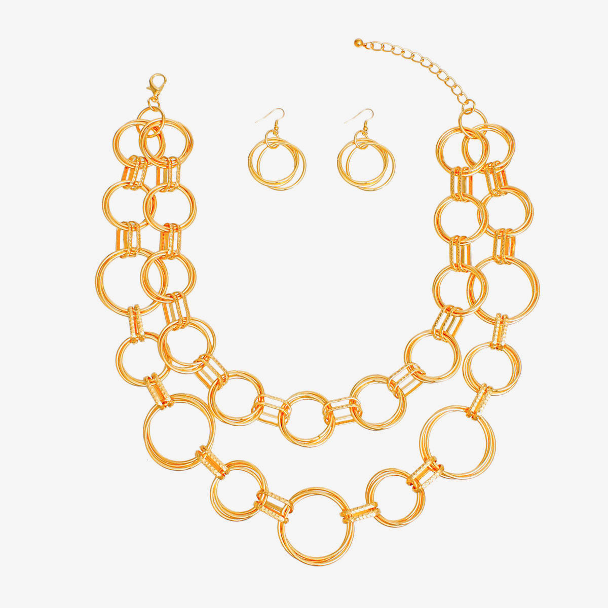 Necklace Gold Linked Rings Chain Set for Women