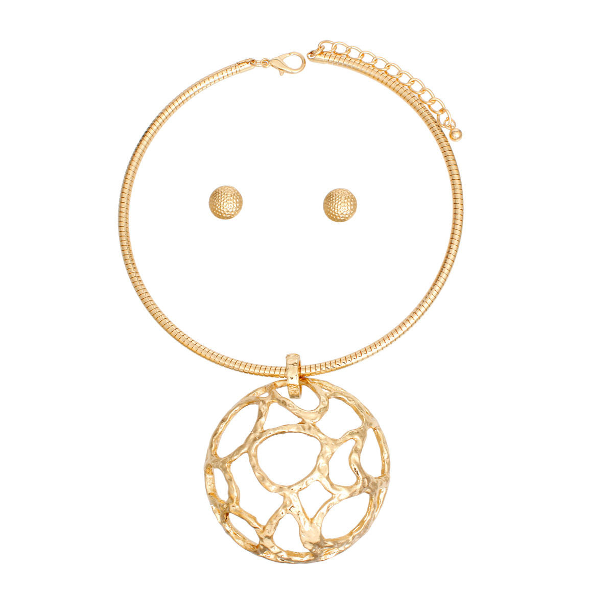 Necklace Gold Domed Pendant Collar for Women