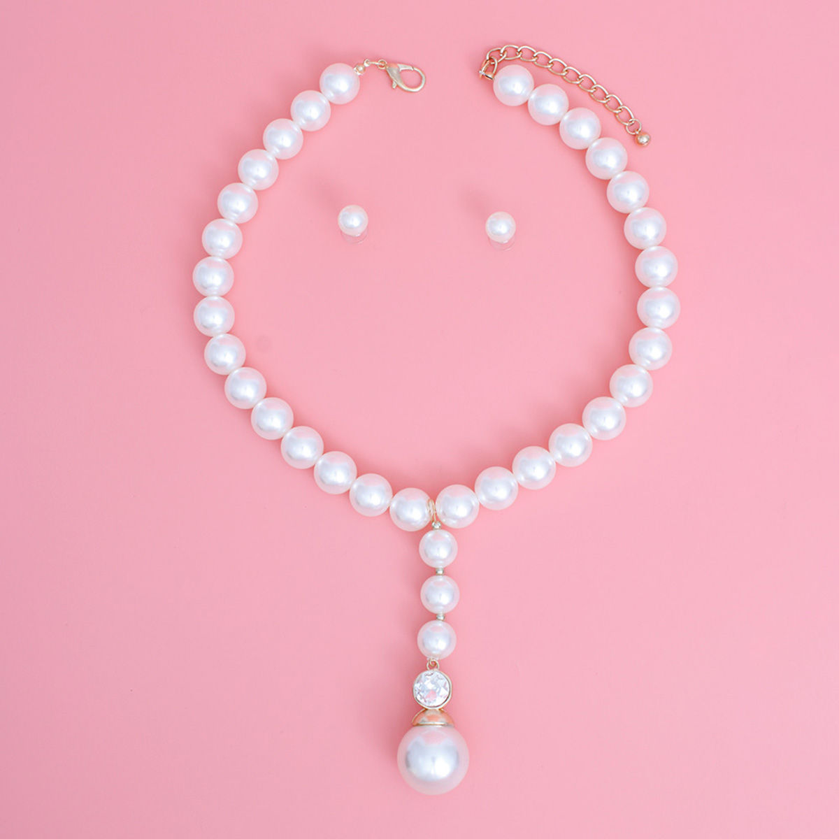 Necklace Cream Pearl Drop Pendant Set for Women