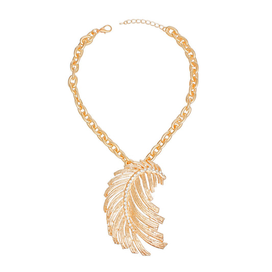 Pendant Necklace Gold Feather Chain for Women