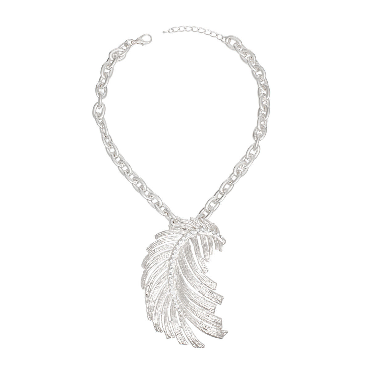 Pendant Necklace Silver Feather Chain for Women