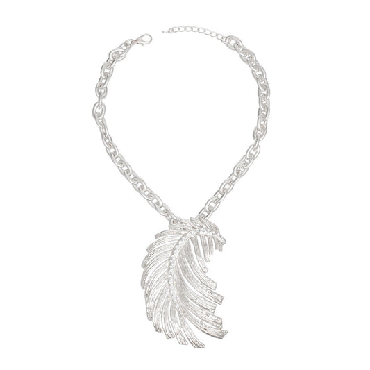Pendant Necklace Silver Feather Chain for Women