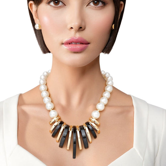 Collar Bold Grace Black and Gold Pearl Necklace