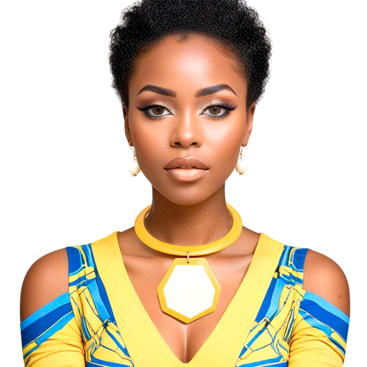 Customizable Necklace Retro Yellow Geo Pendant Collar