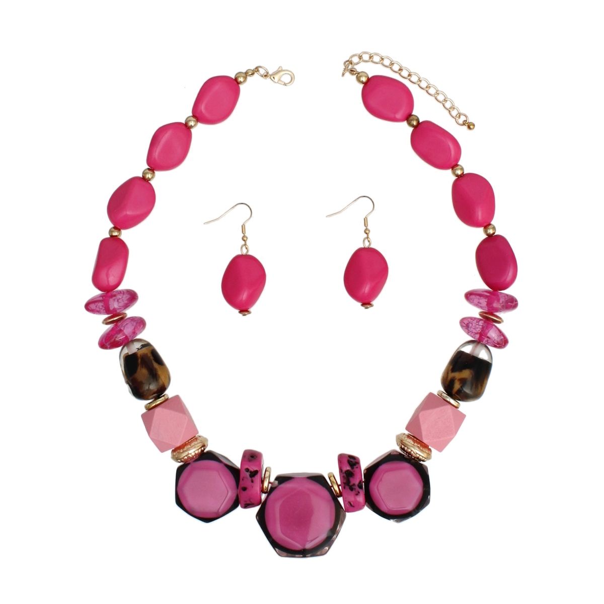 Necklace Fuchsia Leopard Chunky Bead for Women