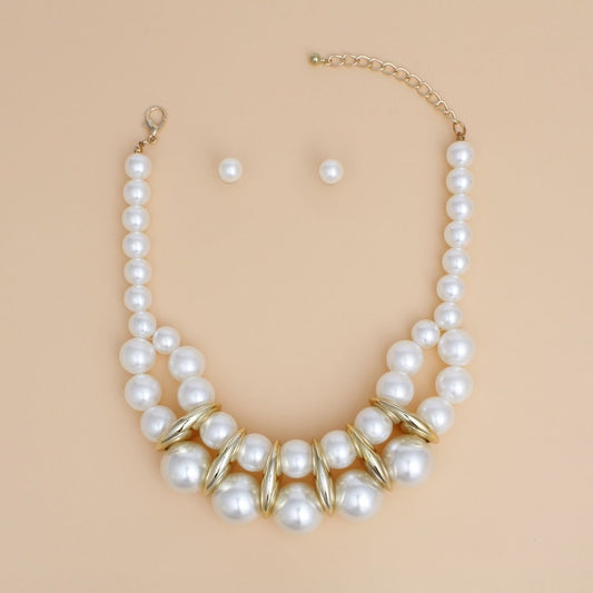 Collar Cream Pearl Vintage Graduated Stack Choker