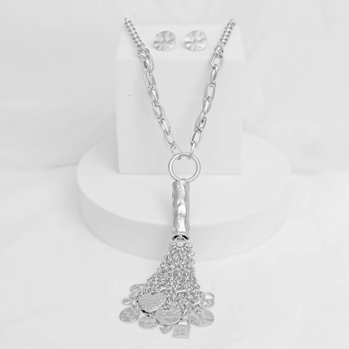 Pendant Silver Chain Charm Tassel Necklace Women