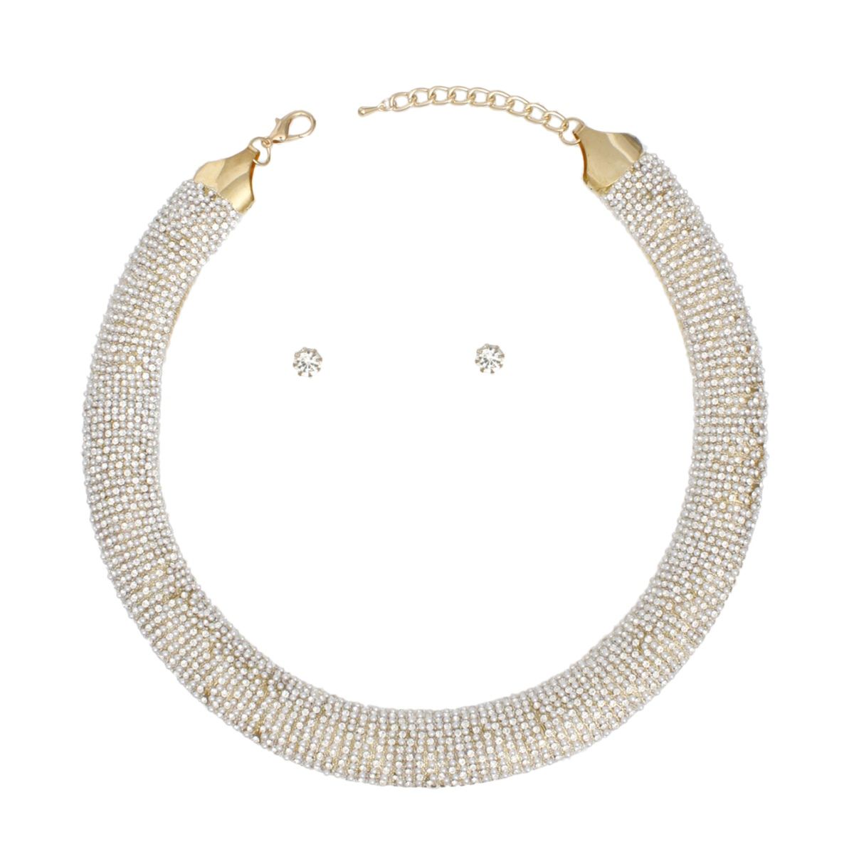 Collar Gold Pearl Stone Torque Necklace for Women