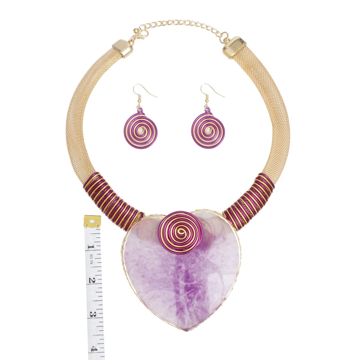 Collar Purple Large Resin Agate Slice Pendant Set