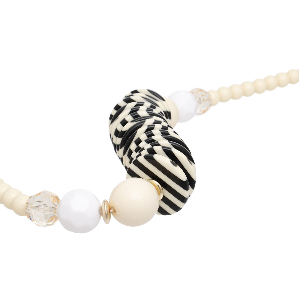 Beaded Funky Ivory and Black Disc Necklace Set
