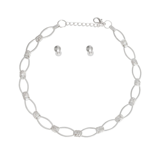 Silver Wrapped Oval Link Set