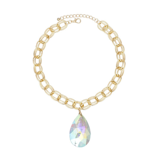 Pendant Bold Aurbo Teardrop Crystal Chain Necklace