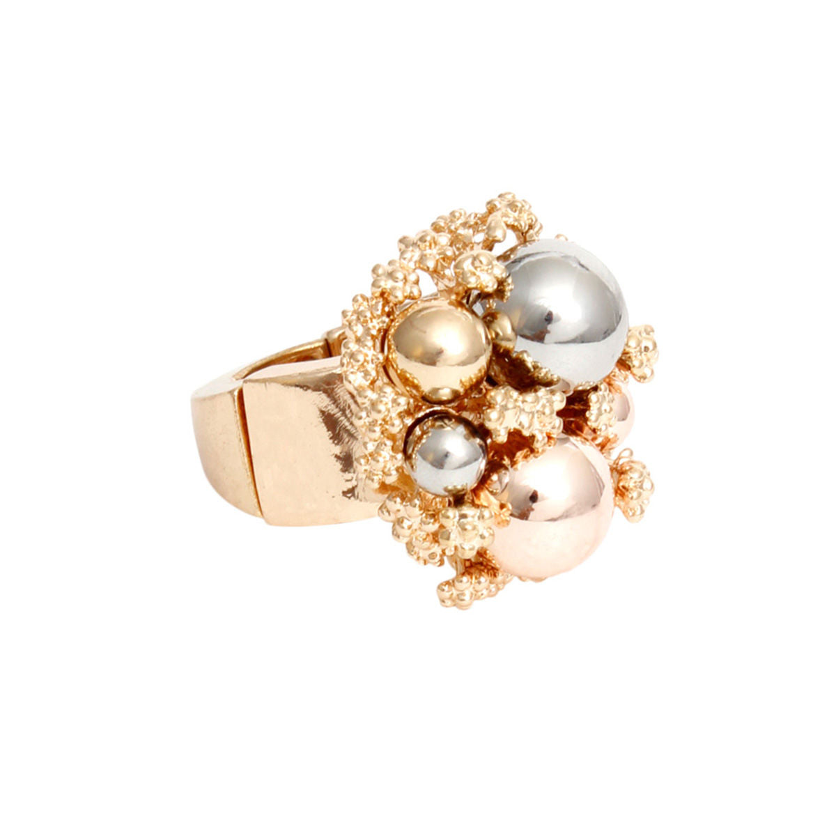 Cocktail Ring Gold Ball Cluster Ring for Women