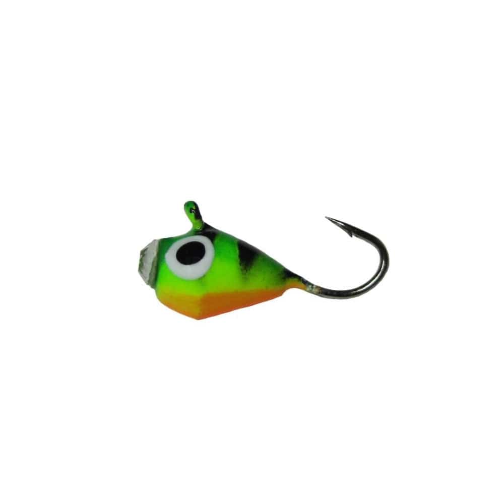 Colorful fishing lure with a hook on a white background