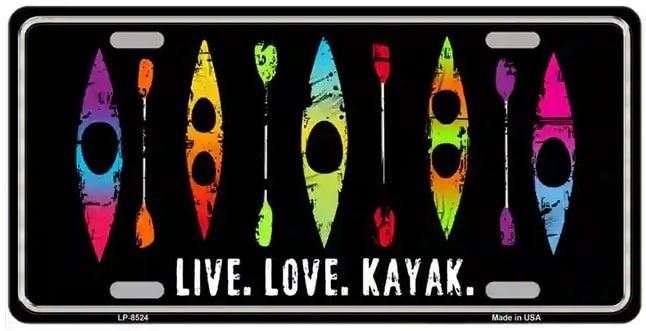 Live, Love, Kayak Metal Novelty License Plate