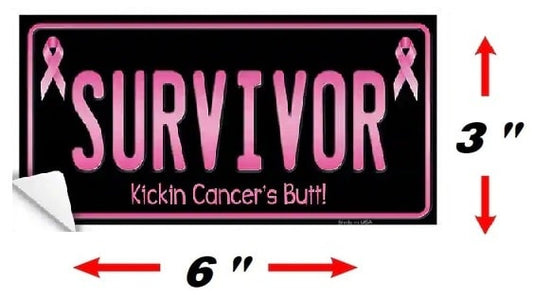 Size Survivor Kicking Cancers Butt Bumper Sticker