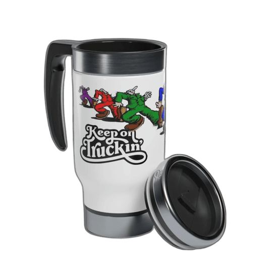 Keep On Truckin' Stainless Steel Travel Mug with Handle, 14oz