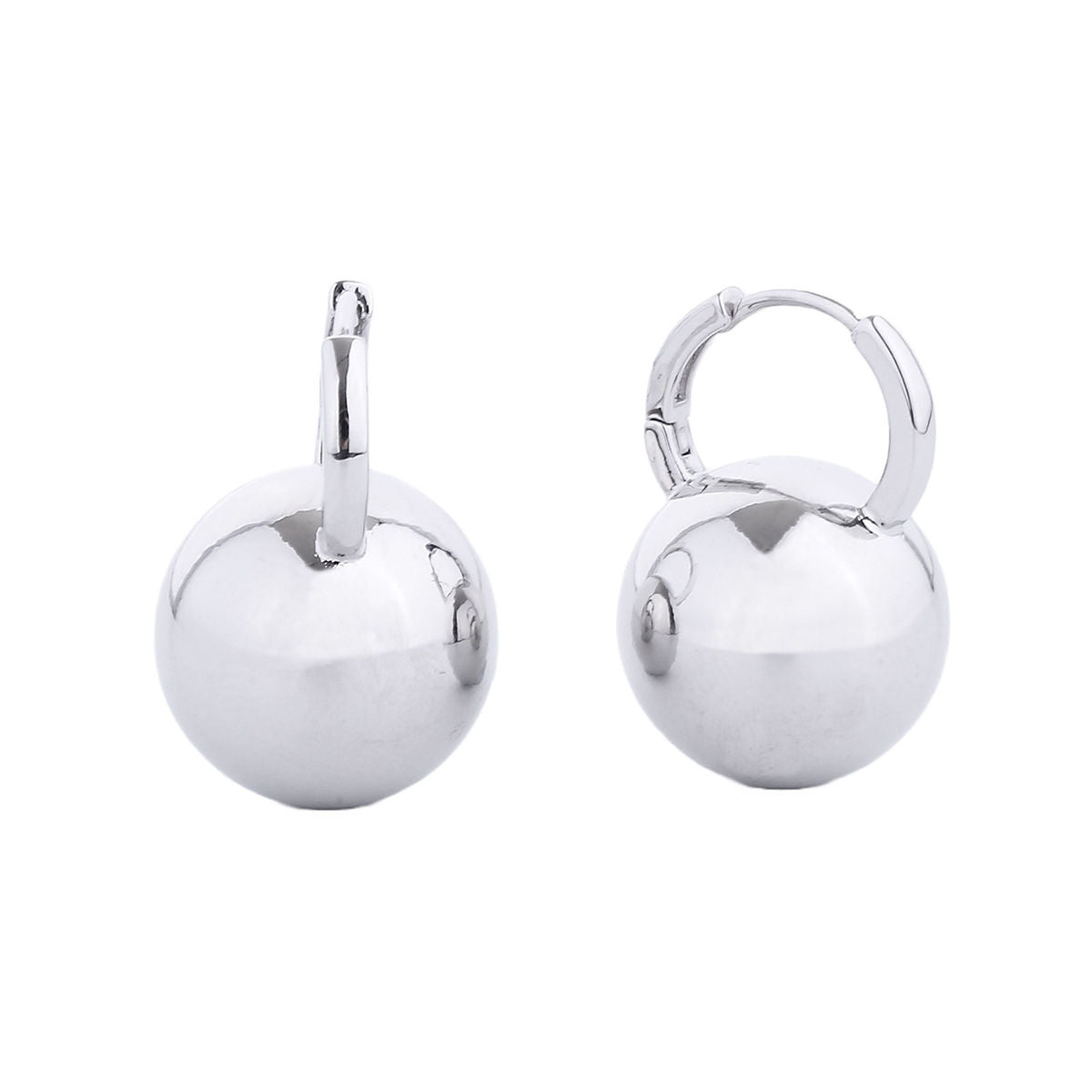 Hoop White Gold Small Ball Huggie Earrings Women