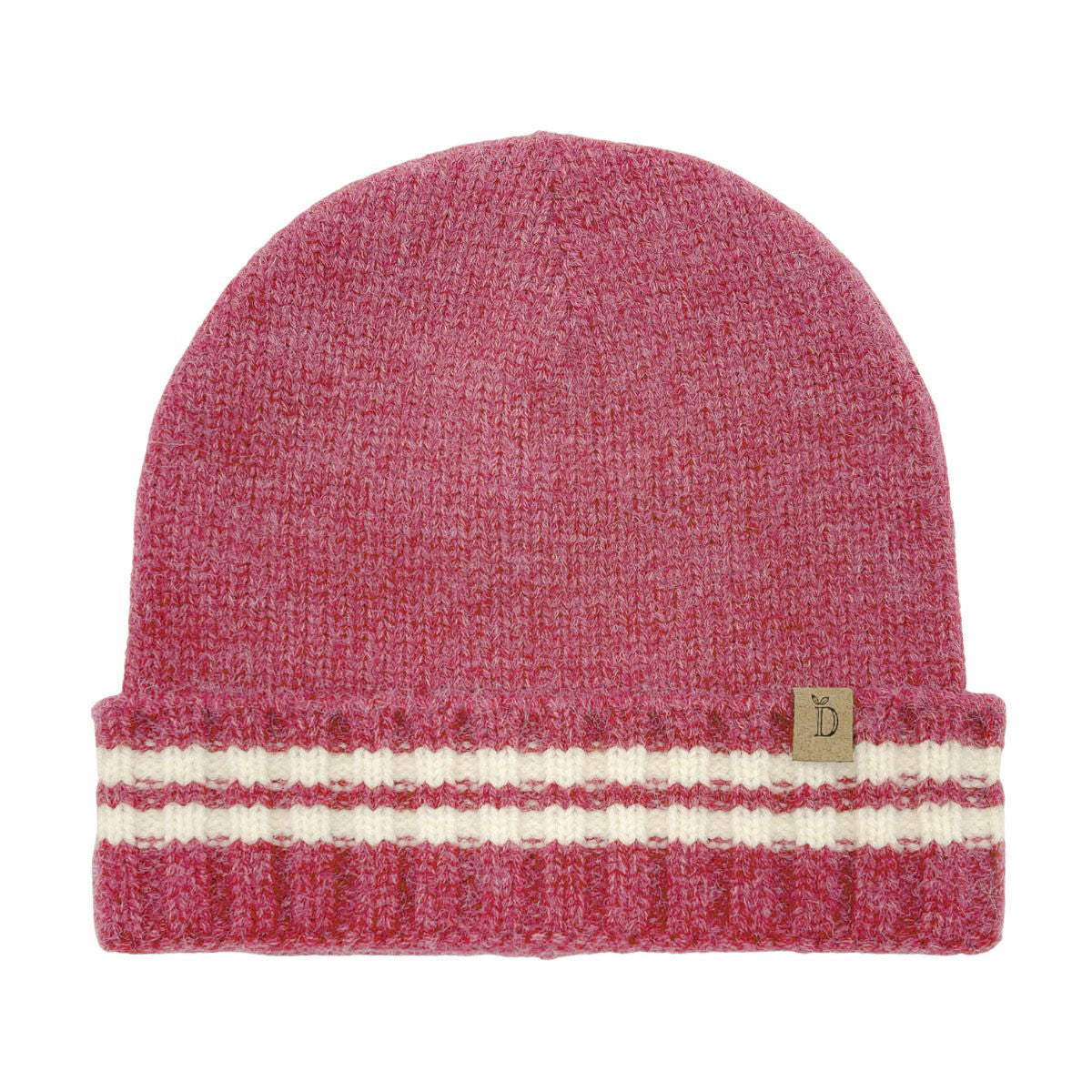 Red Stripe Knit Cuff Beanie|Stretch to Fit